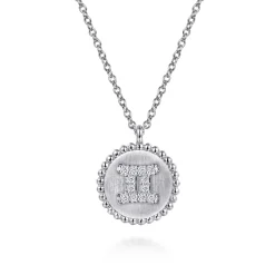 Hot Gabriel & Co. Zodiac - 925 Sterling Silver Diamond Bujukan Gemini May 21 - Jun 20 Zodiac Pendant Necklace