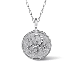 Hot Gabriel & Co. Zodiac - 925 Sterling Silver White Sapphire Bujukan Scorpio Medallion Pendant With Detachable Bail