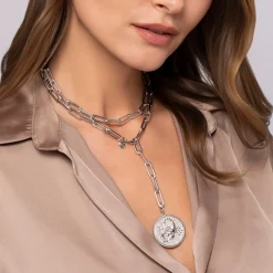 Hot Gabriel & Co. Zodiac - 925 Sterling Silver White Sapphire Bujukan Scorpio Medallion Pendant With Detachable Bail