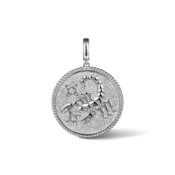 Hot Gabriel & Co. Zodiac - 925 Sterling Silver White Sapphire Bujukan Scorpio Medallion Pendant With Detachable Bail