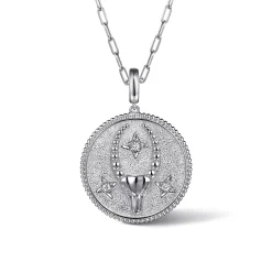 Hot Gabriel & Co. Zodiac - 925 Sterling Silver White Sapphire Bujukan Capricorn Medallion Pendant With Detachable Bail