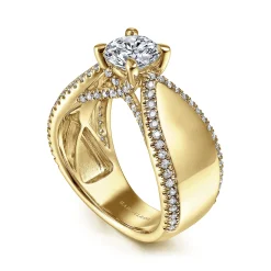 New Gabriel & Co. Zoella - 14K Yellow Gold Round Diamond Engagement Ring