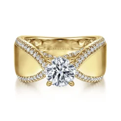 New Gabriel & Co. Zoella - 14K Yellow Gold Round Diamond Engagement Ring