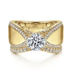 New Gabriel & Co. Zoella - 14K Yellow Gold Round Diamond Engagement Ring